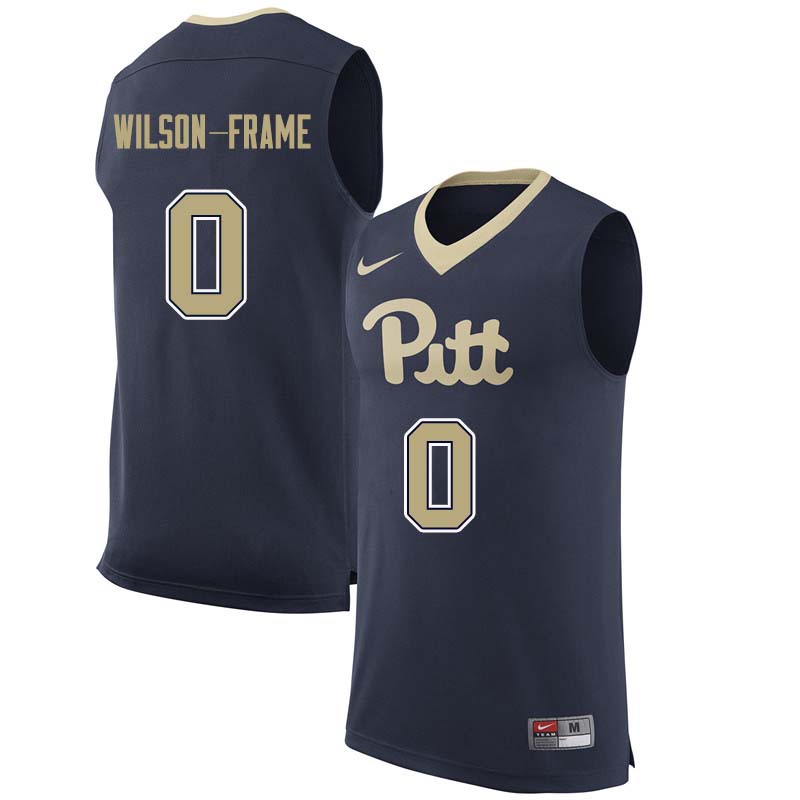 Men #0 Jared Wilson-Frame Pittsburgh Panthers College Basketball Jerseys Sale-Navy